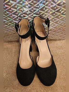 I.D. Required Black Ankle-Strap Round Toe Shoes